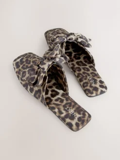 Next Animal Linen Blend Bow Mule Slippers Online