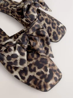 Next Animal Linen Blend Bow Mule Slippers Online