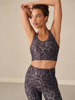 Next Active Double Strap Cross-Over Sports Bra Animal Print New