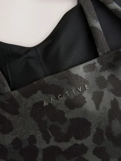 Next Active Double Strap Cross-Over Sports Bra Animal Print New