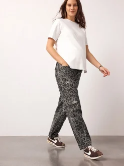 Next Maternity Barrel Denim Jeans Animal Print Hot