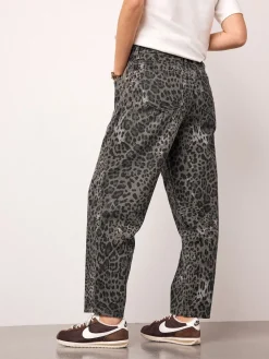 Next Maternity Barrel Denim Jeans Animal Print Hot