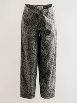 Next Maternity Barrel Denim Jeans Animal Print Hot