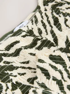 Next Shirred Long Sleeve Slash Neck Top Animal Print