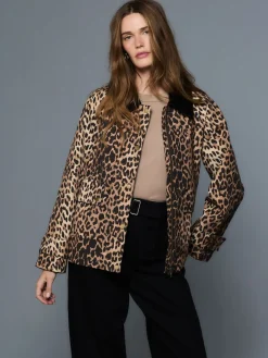 Next Animal Print Waxy Jacket with Cord Collar Best