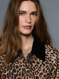 Next Animal Print Waxy Jacket with Cord Collar Best