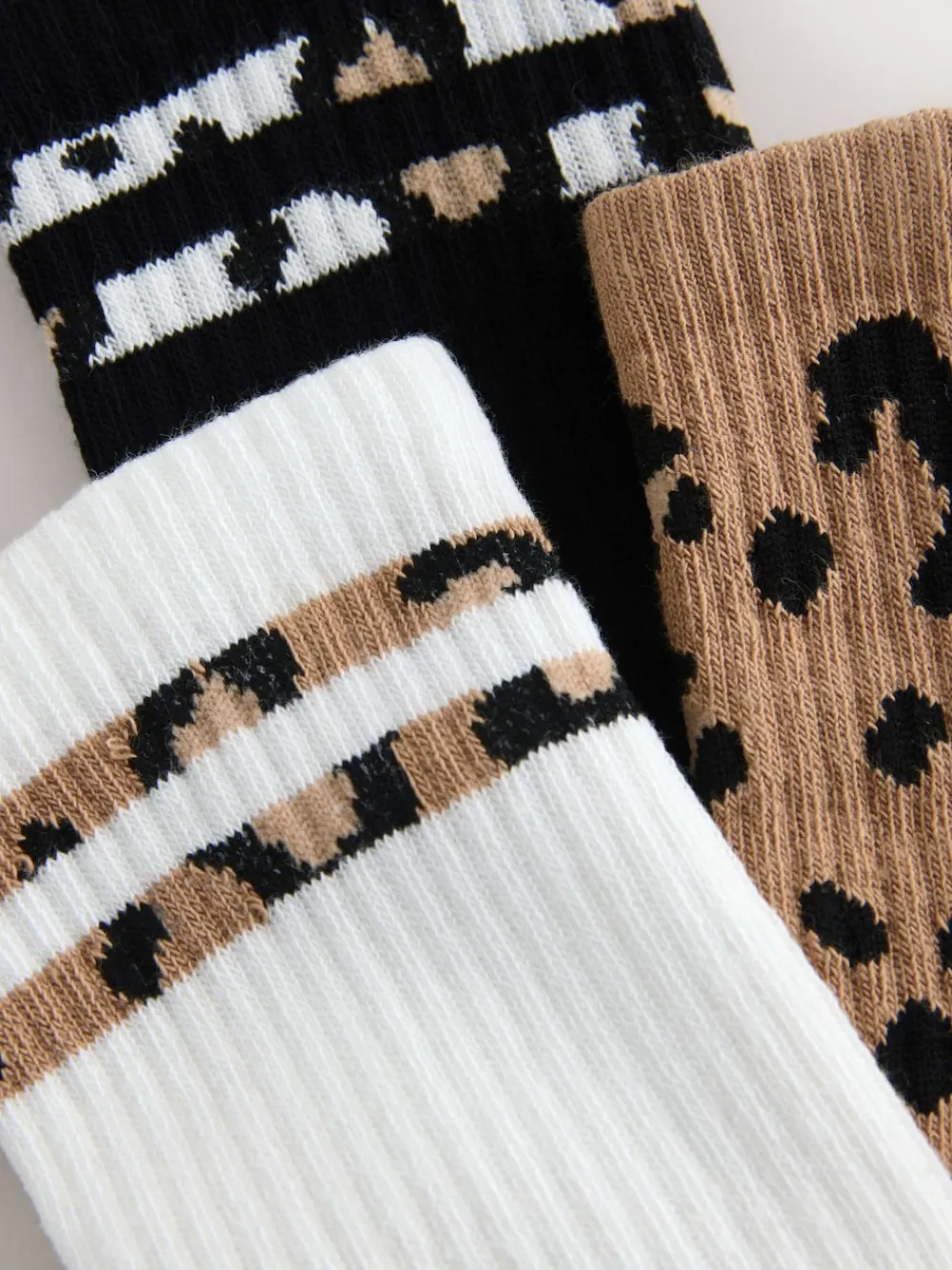 Next Animal Stripe Cushion Sole Ribbed Sport Ankle Socks 3 Pack With Arch Support Best