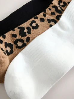 Next Animal Stripe Cushion Sole Ribbed Sport Ankle Socks 3 Pack With Arch Support Best