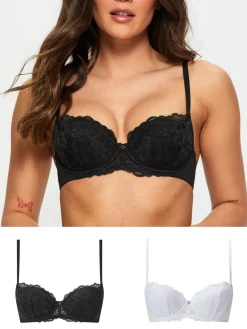 Ann Summers Black & White Pad Balcony Sexy Lace Underwired Bras 2 Pack Black & White Outlet