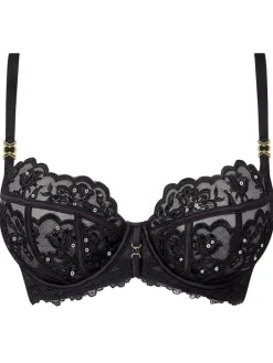 Ann Summers Black DD+ Non Pad Balcony Icon Embroidered Bra Discount