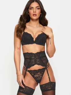 Ann Summers Pad Plunge Sexy Lace Underwired Bras 2 Pack Black Clearance