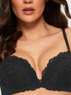 Ann Summers Pad Plunge Sexy Lace Underwired Bras 2 Pack Black Clearance