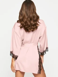 Ann Summers Satin Cherryann Robe Dressing Gown Pink Outlet