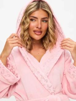 Ann Summers Signature Sparkle Fluffy Robe Pink Sale