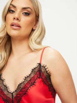 Ann Summers Cerise Satin Cami Set Red
