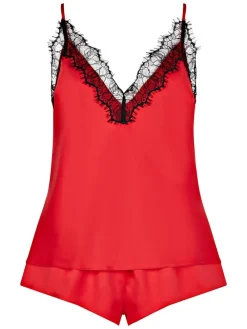 Ann Summers Cerise Satin Cami Set Red