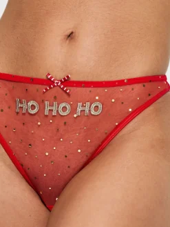 Ann Summers Red Ho Ho Ho Mesh Knickers