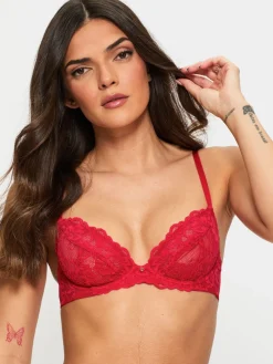 Ann Summers Non Pad Plunge Sexy Lace Bra Red Clearance
