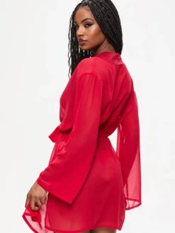 Ann Summers The Promising Chiffon Robe Red Discount