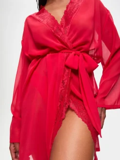 Ann Summers The Promising Chiffon Robe Red Discount