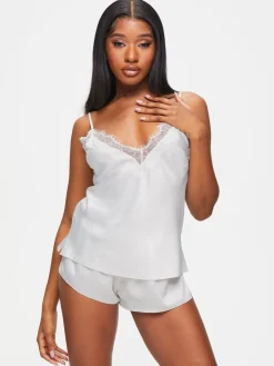 Ann Summers Cerise Satin Cami Set White Hot