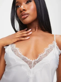 Ann Summers Cerise Satin Cami Set White Hot