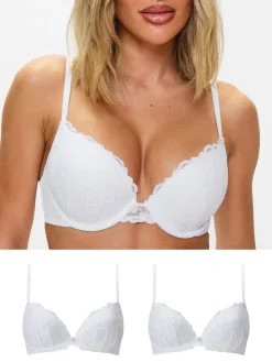 Ann Summers Pad Plunge Sexy Lace Underwired Bras 2 Pack White