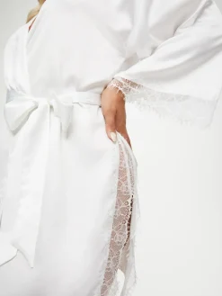 Ann Summers Satin Cherryann Robe Dressing Gown White New