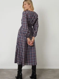 Another Sunday Bow Detail Milkmaid Midi Dress Blue Online