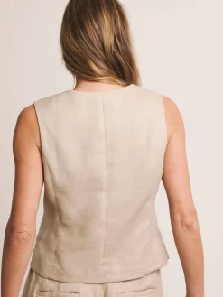 JD Williams Anthology By Natural Premium 100% Linen Waistcoat Discount