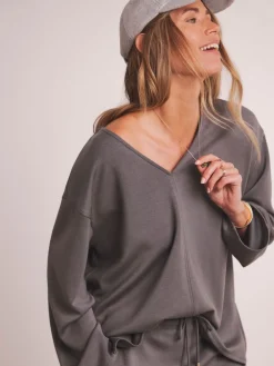 JD Williams Anthology By Premium V Neck Seam Detail Modal Sweatshirt Grey Online