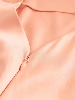 Next Apricot Satin Cowl Neck Wedding Guest Bridesmaid Maxi Dress Hot