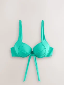 Next Bow Front Padded Wired Bikini Top Aqua Green Discount