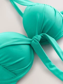 Next Bow Front Padded Wired Bikini Top Aqua Green Discount