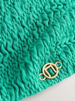 Next Trim Bandeau Bikini Top Aqua Green Crinkle Best