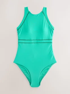 Next High Neck Tummy Control Shaping Swimsuit Aqua Green Hot