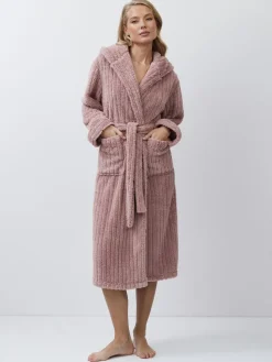 Aruelle Martha Pink Luxury Ribbed Mid-Length Dressing Gown Outlet