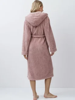 Aruelle Martha Pink Luxury Ribbed Mid-Length Dressing Gown Outlet
