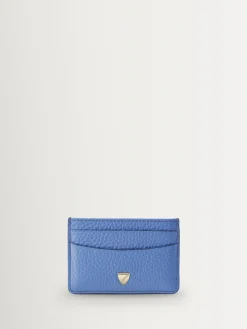 Aspinal of London Slim Credit Card Case Pebble Leather Blue Clearance