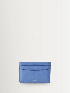 Aspinal of London Slim Credit Card Case Pebble Leather Blue Clearance