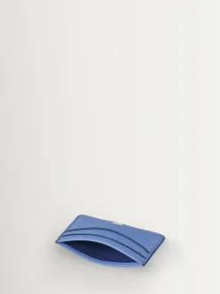 Aspinal of London Slim Credit Card Case Pebble Leather Blue Clearance