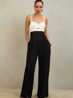 Reiss Atelier Black Darcey Atelier Colourblock Wide-Leg Jumpsuit Best