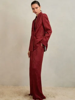 Reiss Atelier Red Ottelie Atelier Jacquard Double-Breasted Blazer Sale