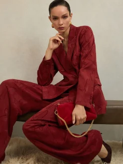 Reiss Atelier Red Ottelie Atelier Jacquard Double-Breasted Blazer Sale