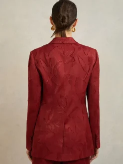 Reiss Atelier Red Ottelie Atelier Jacquard Double-Breasted Blazer Sale
