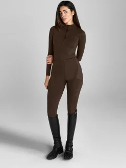 Aztec Diamond Full Seat Core Leggings Brown New