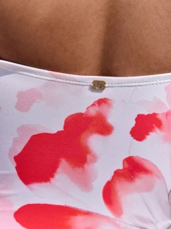 B by Ted Baker Beaded Tummy Control Bandeau White Floral Swimsuit Outlet