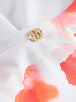 B by Ted Baker Beaded Tummy Control Bandeau White Floral Swimsuit Outlet