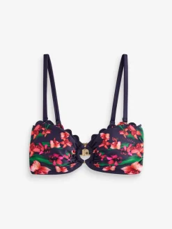 B by Ted Baker Navy Floral Halterneck Bandeau Bikini Top Discount
