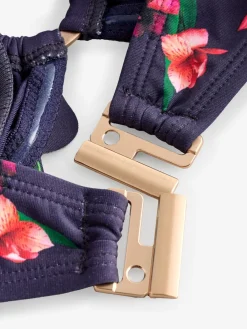 B by Ted Baker Navy Floral Halterneck Bandeau Bikini Top Discount